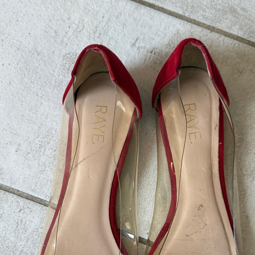 RAYE Red Suede Pointed Flats - Picture 2 of 8